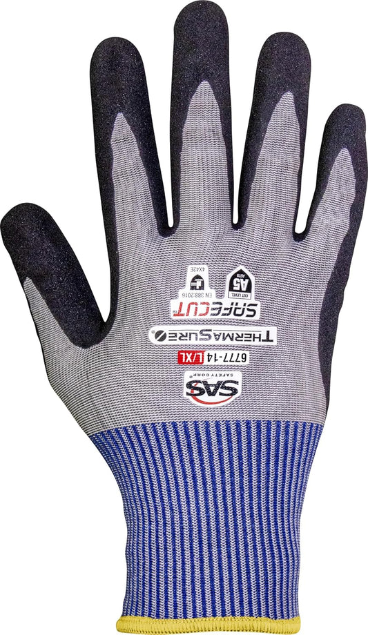 SAS Safety Corp SafeCut ThermaSure Cooling Nitrile Coated Safety Gloves | Machine Washable Touchscreen Compatible Work Gloves | Cut Resistant A5 Cut Level Gloves (Large/X-Large)