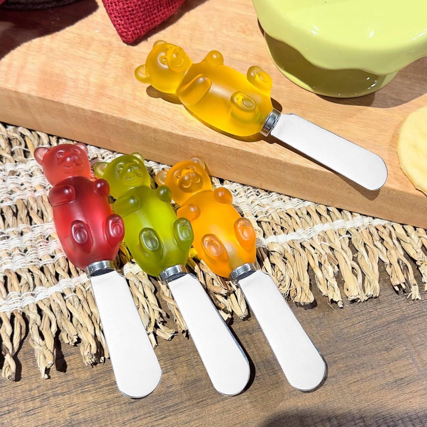 Supreme Housewares Sugar Cookie Themed Cheese Spreaders, Hand-Painted Resin Handles with Stainless Steel Blades for Spreading Cream Cheese, Butter, and Jam, Assorted Designs, Set of 4