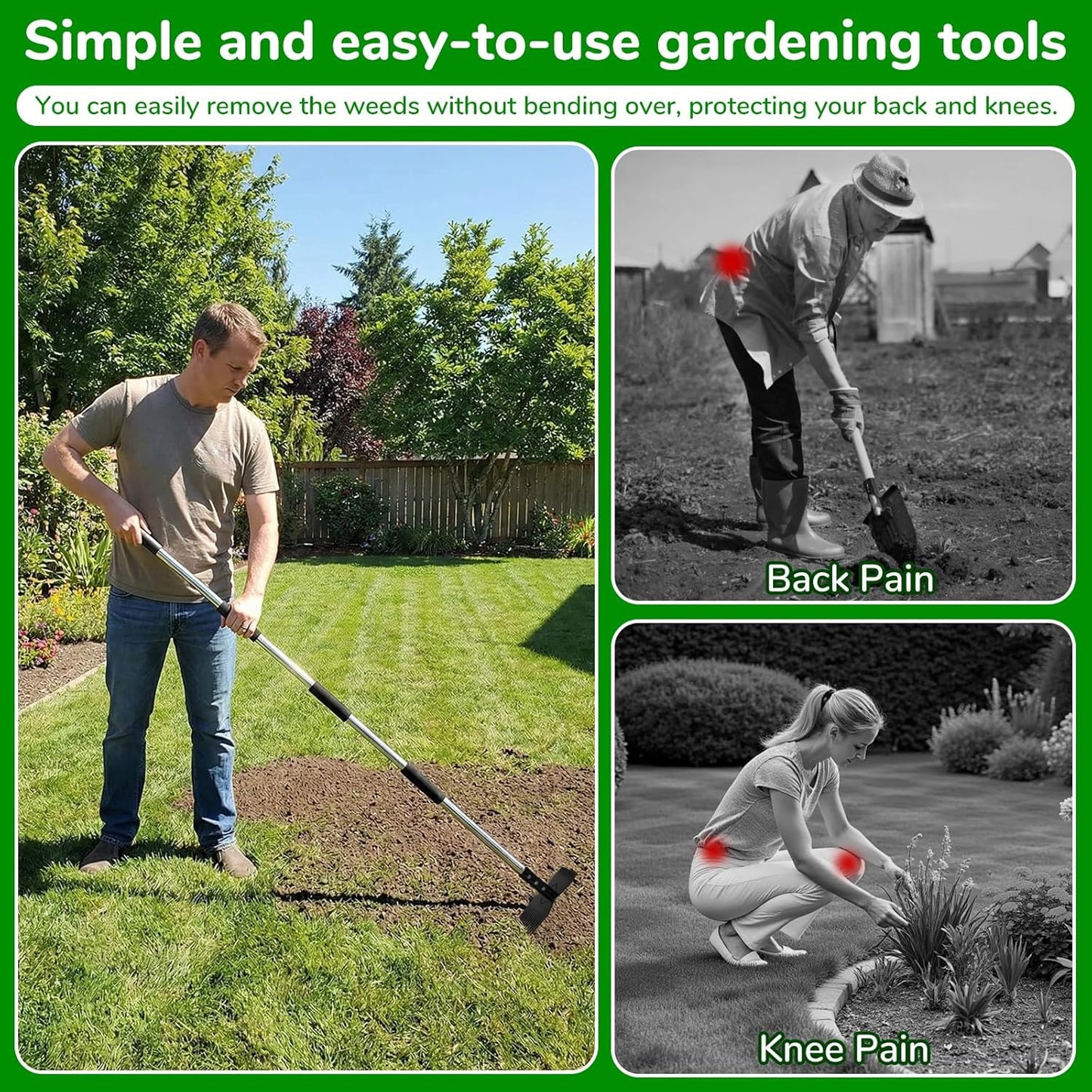 Garden Tools,Weeder Tool,Portable Weeding Tool,Garden weed pulling tool,Adopt Anti Slip Handle,Conforms to Ergonomic Curves,Weed puller tool Suitable for Farm Planting,Gardening(Black Orange Handle)