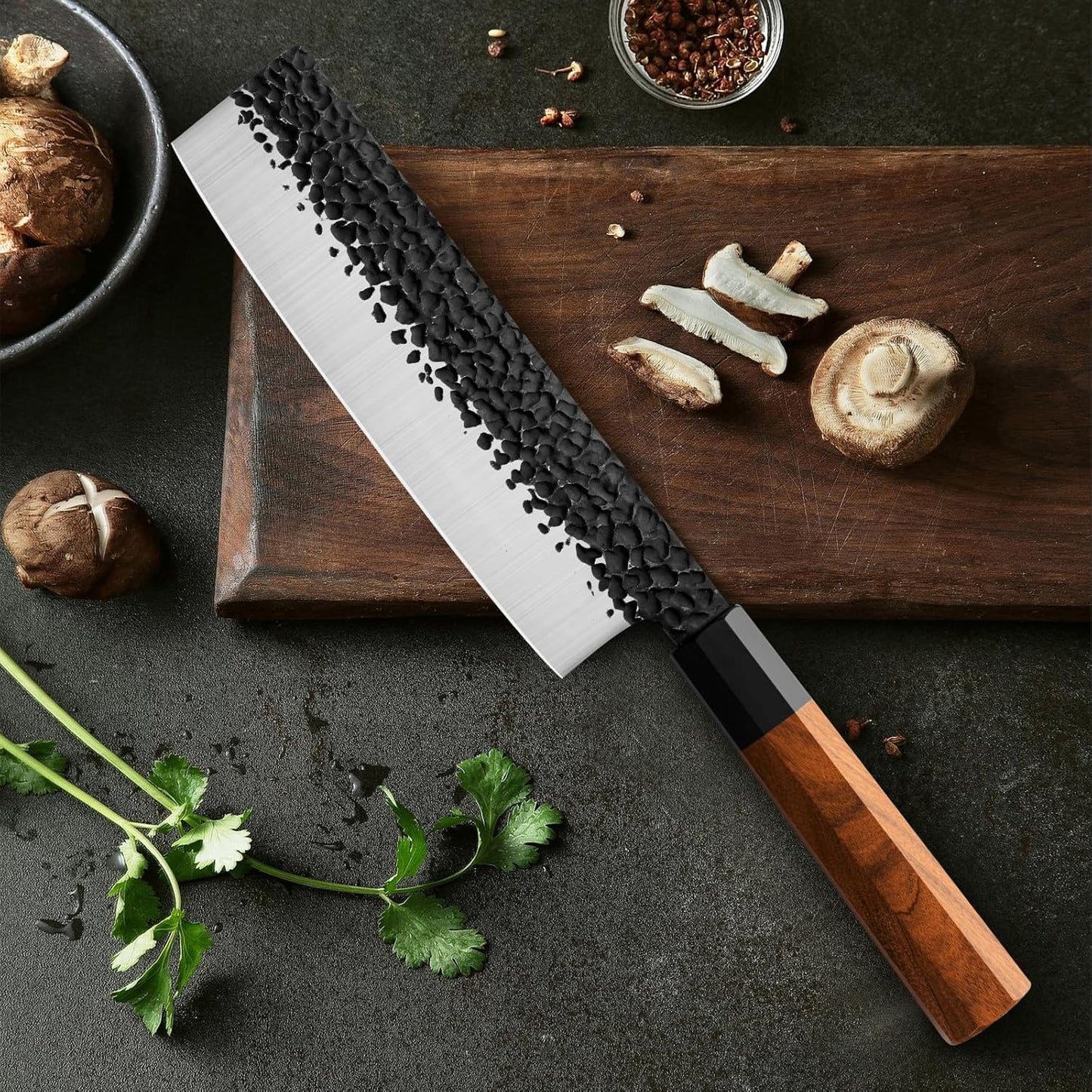 RASSE Japanese Chef Knife Gyuto Chef Knife - 8 Inch Professional Hand Forged Kitchen Knife High Carbon Japanese AUS-8 Stainless Steel Knife with Rosewood Handle & Gift Box