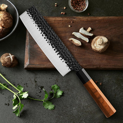 RASSE Japanese Chef Knife Gyuto Chef Knife - 8 Inch Professional Hand Forged Kitchen Knife High Carbon Japanese AUS-8 Stainless Steel Knife with Rosewood Handle & Gift Box