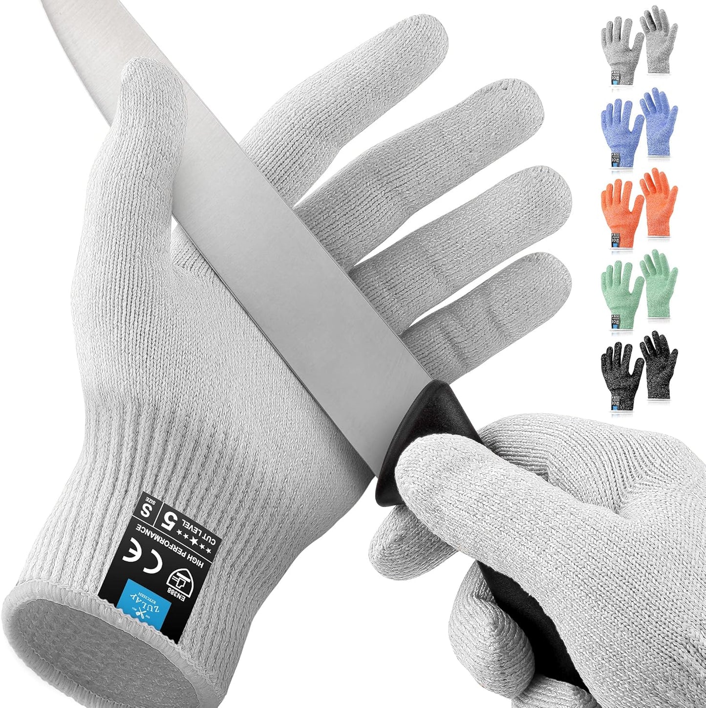 Zulay Cut Resistant Gloves Food Grade Level 5 Protection - Comfortable Safety Cutting Gloves - Cut Resistant Work Gloves