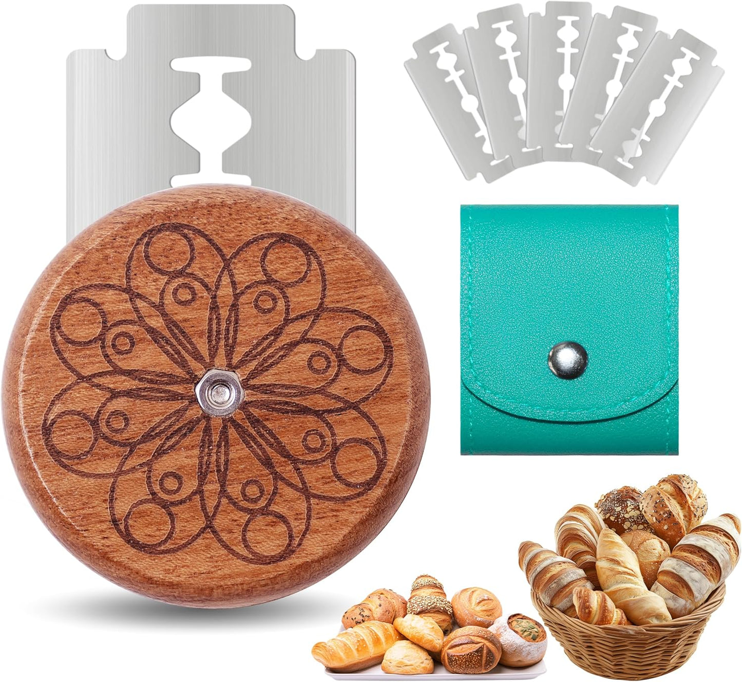 UFO Bread Lame Cutter for Homemade Sourdough,Bread Scorer Tool for Sourdough with 5 Blades and Storage Cover,Slashing Tool Bread Cutting Knife for Artisan Bread and Baguette Makers,Circle