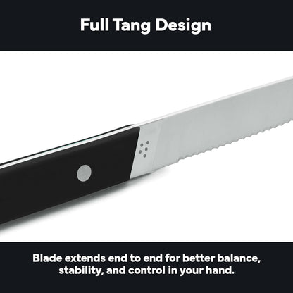 Steak Knives Set of 4 - Precision Serrated Blades for Effortless Dining - Stainless Steel - Superior Cuts with Four Steak Knives Handles - Black