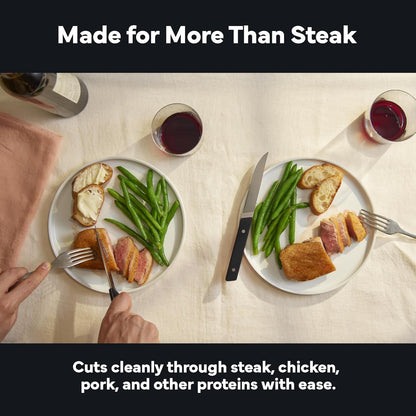 Steak Knives Set of 4 - Precision Serrated Blades for Effortless Dining - Stainless Steel - Superior Cuts with Four Steak Knives Handles - Black