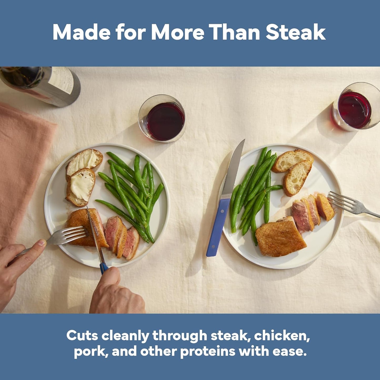 Steak Knives Set of 4 - Precision Serrated Blades for Effortless Dining - Stainless Steel - Superior Cuts with Four Steak Knives Handles - Black