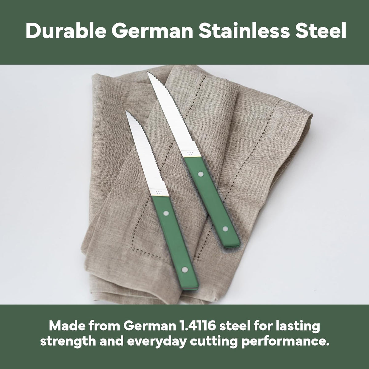 Steak Knives Set of 4 - Precision Serrated Blades for Effortless Dining - Stainless Steel - Superior Cuts with Four Steak Knives Handles - Black