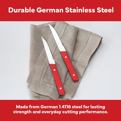 Steak Knives Set of 4 - Precision Serrated Blades for Effortless Dining - Stainless Steel - Superior Cuts with Four Steak Knives Handles - Black