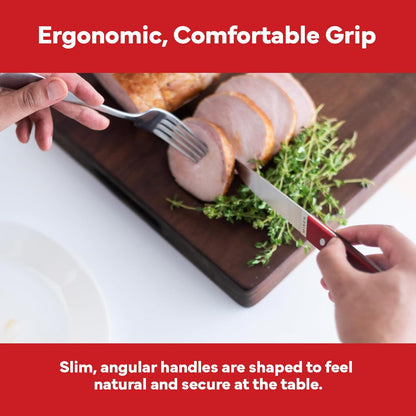 Steak Knives Set of 4 - Precision Serrated Blades for Effortless Dining - Stainless Steel - Superior Cuts with Four Steak Knives Handles - Black