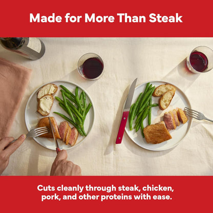 Steak Knives Set of 4 - Precision Serrated Blades for Effortless Dining - Stainless Steel - Superior Cuts with Four Steak Knives Handles - Black