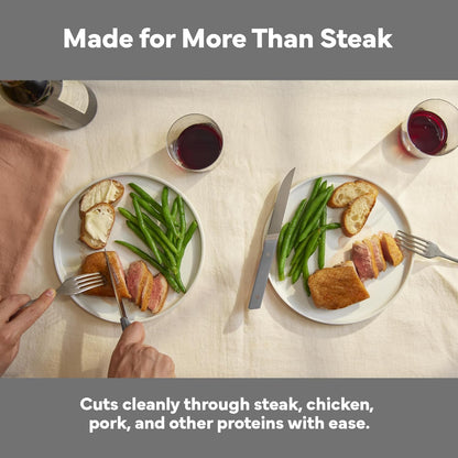 Steak Knives Set of 4 - Precision Serrated Blades for Effortless Dining - Stainless Steel - Superior Cuts with Four Steak Knives Handles - Black
