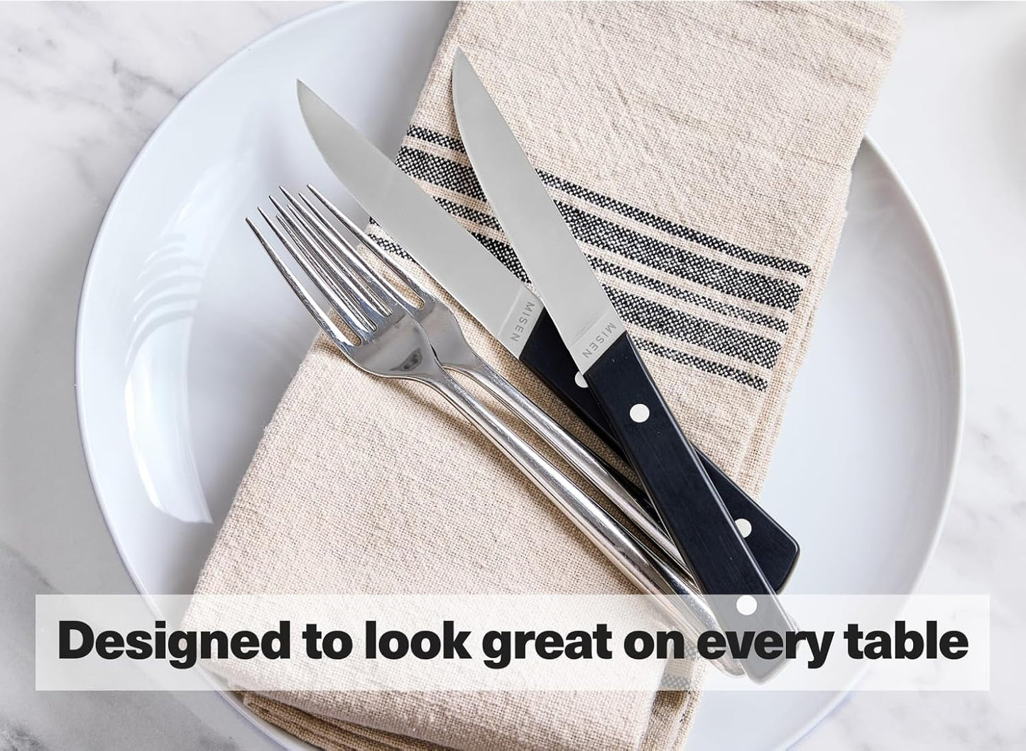 Steak Knives Set of 4 - Precision Serrated Blades for Effortless Dining - Stainless Steel - Superior Cuts with Four Steak Knives Handles - Black