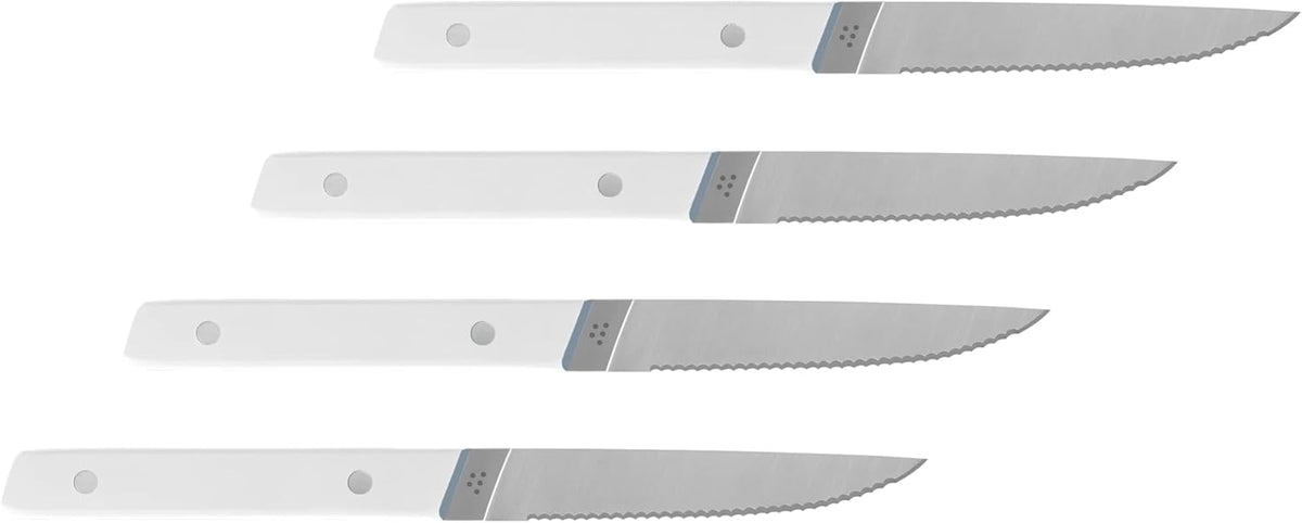 Steak Knives Set of 4 - Precision Serrated Blades for Effortless Dining - Stainless Steel - Superior Cuts with Four Steak Knives Handles - Black