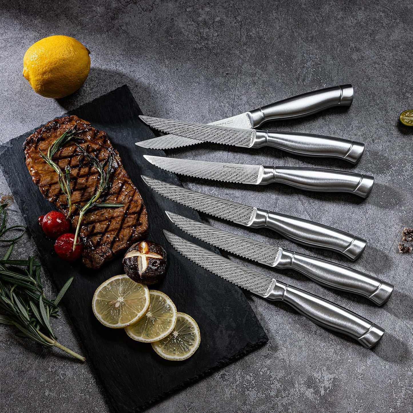 Knife Set, Emojoy 18-Pieces Kitchen Knife Set With Wooden Block, German Stainless Steel Knife Block Set With Built-In Sharpener, Professional Sharp Knives Set for Kitchen,White