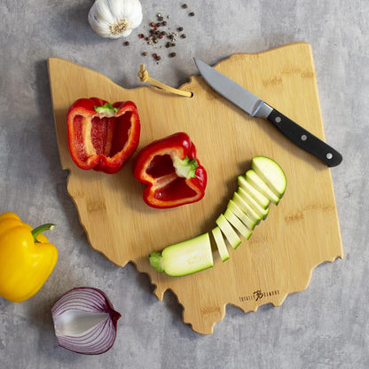 Totally Bamboo Tennessee State Shaped Cutting Board and Charcuterie Serving Platter with Artwork by Fish Kiss, Includes Hang Tie for Wall Display - Colors A