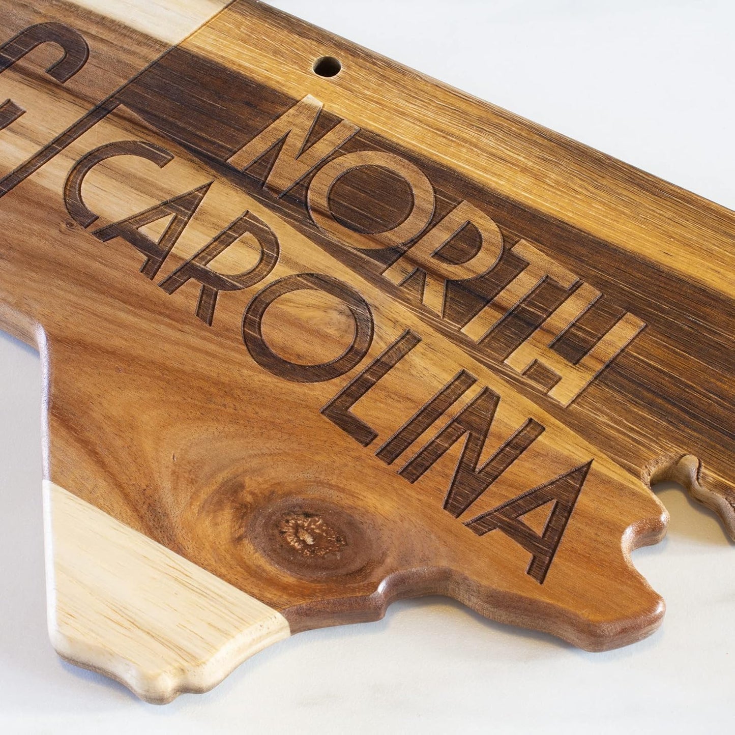 Totally Bamboo Rock & Branch Origins Series New York State Shaped Cutting Board and Charcuterie Serving Tray, Includes Hang Tie for Wall Display