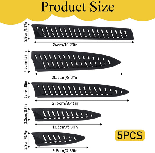 5 Pieces Kitchen Knife Sheath, Safety Knife Covers, Knife Sheath Blade Protector for 10'' 8'' 5'' 3.5'' Chef Knife, Bread Knife, Utility Knife, Paring Knife