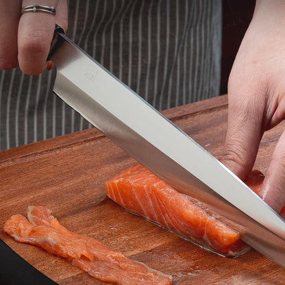 10.6 inch (270mm) Sakimaru Knife Japanese Sushi Chef Knife Salmon Knife Slicer Razor Sharp Sashimi Watermelon Knives, 5Cr15mov Stainless Steel Sashimi Yanagiba Knife, Maple Handle