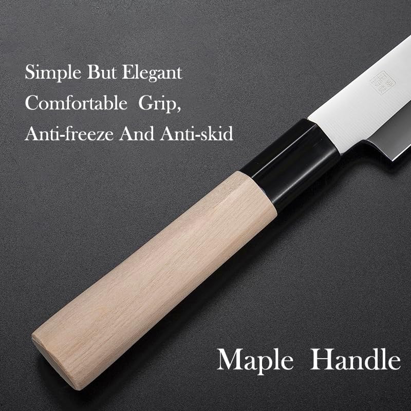 10.6 inch (270mm) Sakimaru Knife Japanese Sushi Chef Knife Salmon Knife Slicer Razor Sharp Sashimi Watermelon Knives, 5Cr15mov Stainless Steel Sashimi Yanagiba Knife, Maple Handle