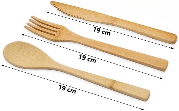 Eco-Friendly Travel Utensils Set: Lightweight Bamboo Forks, Spoons, Knives, Chopsticks, Straw in Wooden Case, Reusable Utensils for Lunch Box, Kids Camping Cutlery, Sustainable Portable Flatware