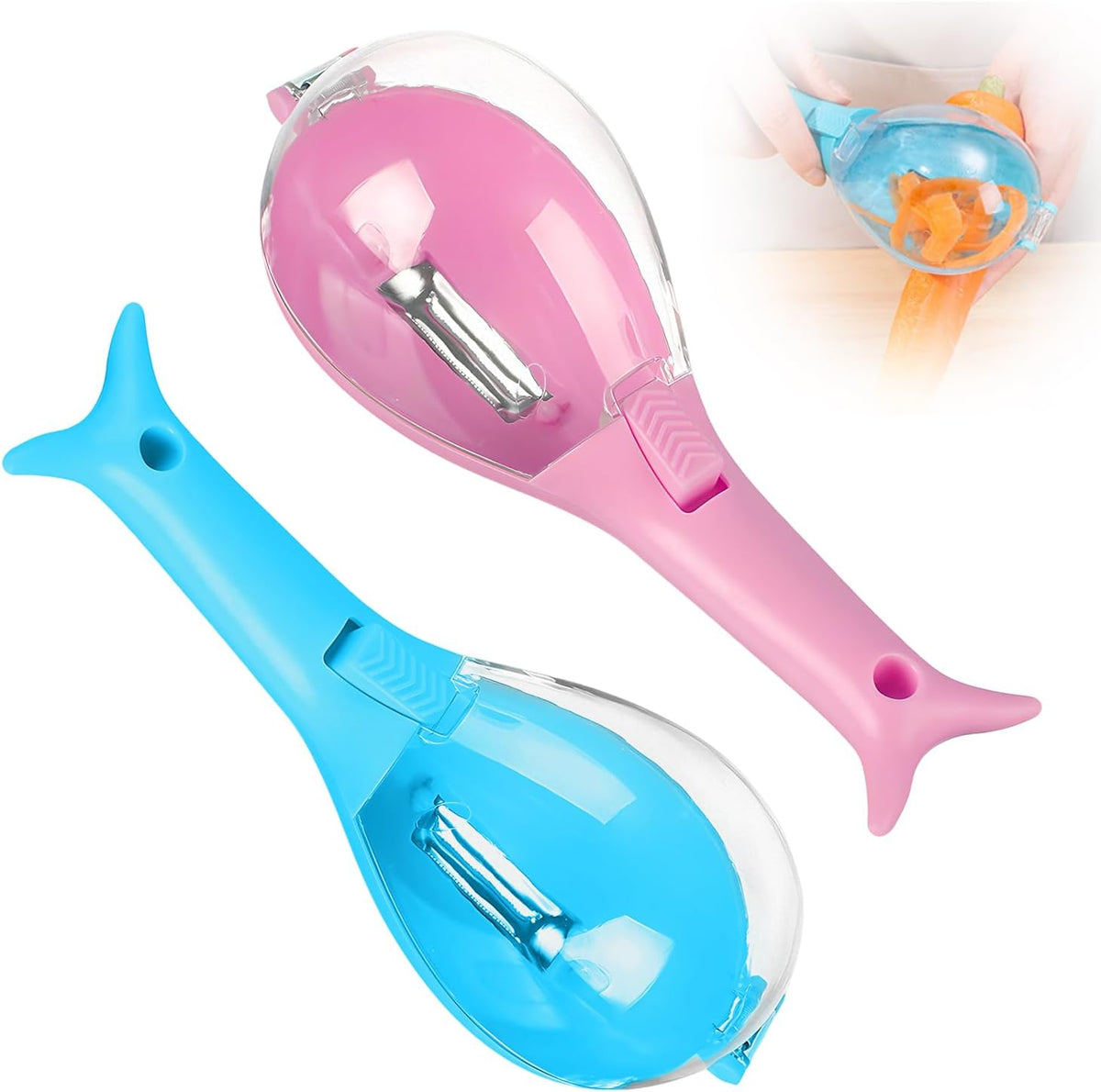 2PCS Peeling Knife with Storage Box, Fruit And Vegetable Peeler With Container, Stainless Steel Multi-Function Peeler for Home Kitchen