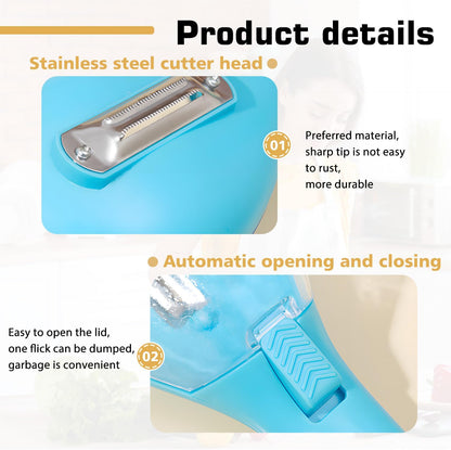 2PCS Peeling Knife with Storage Box, Fruit And Vegetable Peeler With Container, Stainless Steel Multi-Function Peeler for Home Kitchen