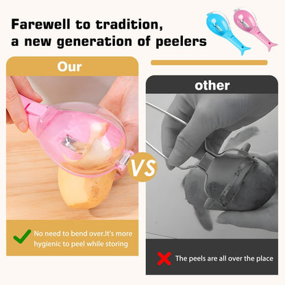 2PCS Peeling Knife with Storage Box, Fruit And Vegetable Peeler With Container, Stainless Steel Multi-Function Peeler for Home Kitchen