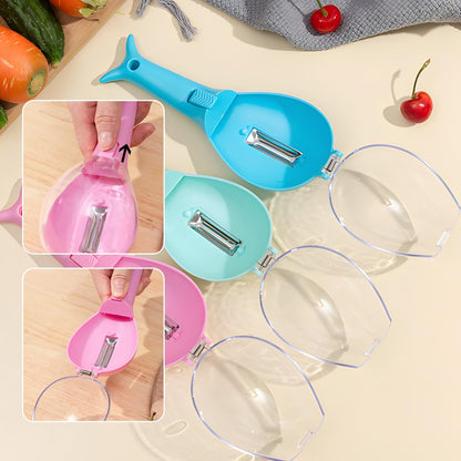 2PCS Peeling Knife with Storage Box, Fruit And Vegetable Peeler With Container, Stainless Steel Multi-Function Peeler for Home Kitchen