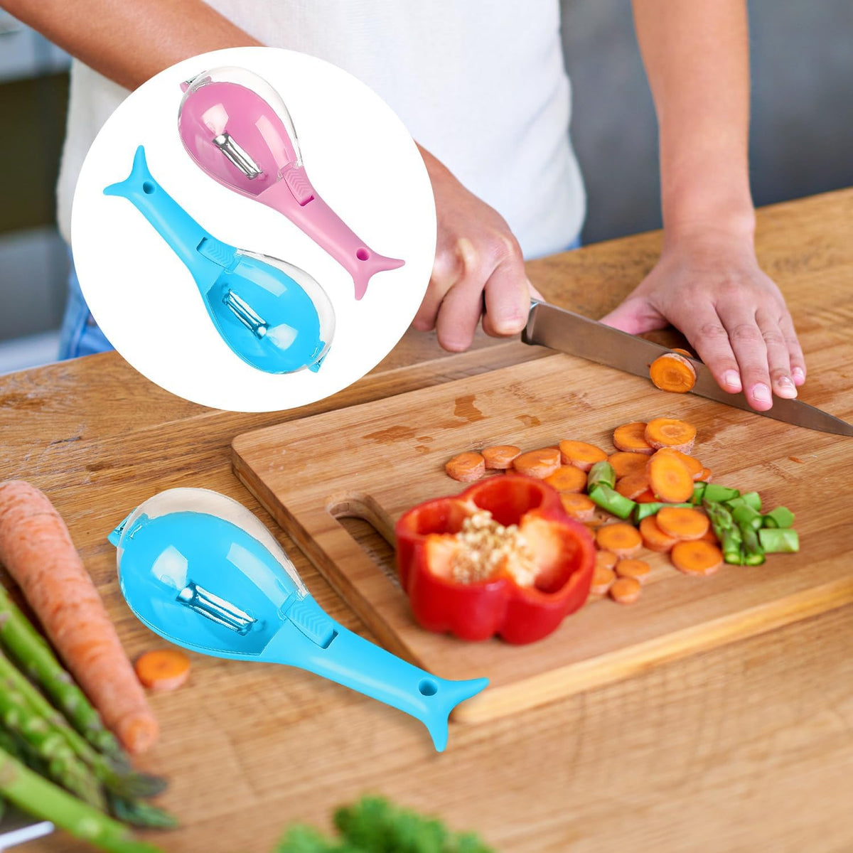 2PCS Peeling Knife with Storage Box, Fruit And Vegetable Peeler With Container, Stainless Steel Multi-Function Peeler for Home Kitchen