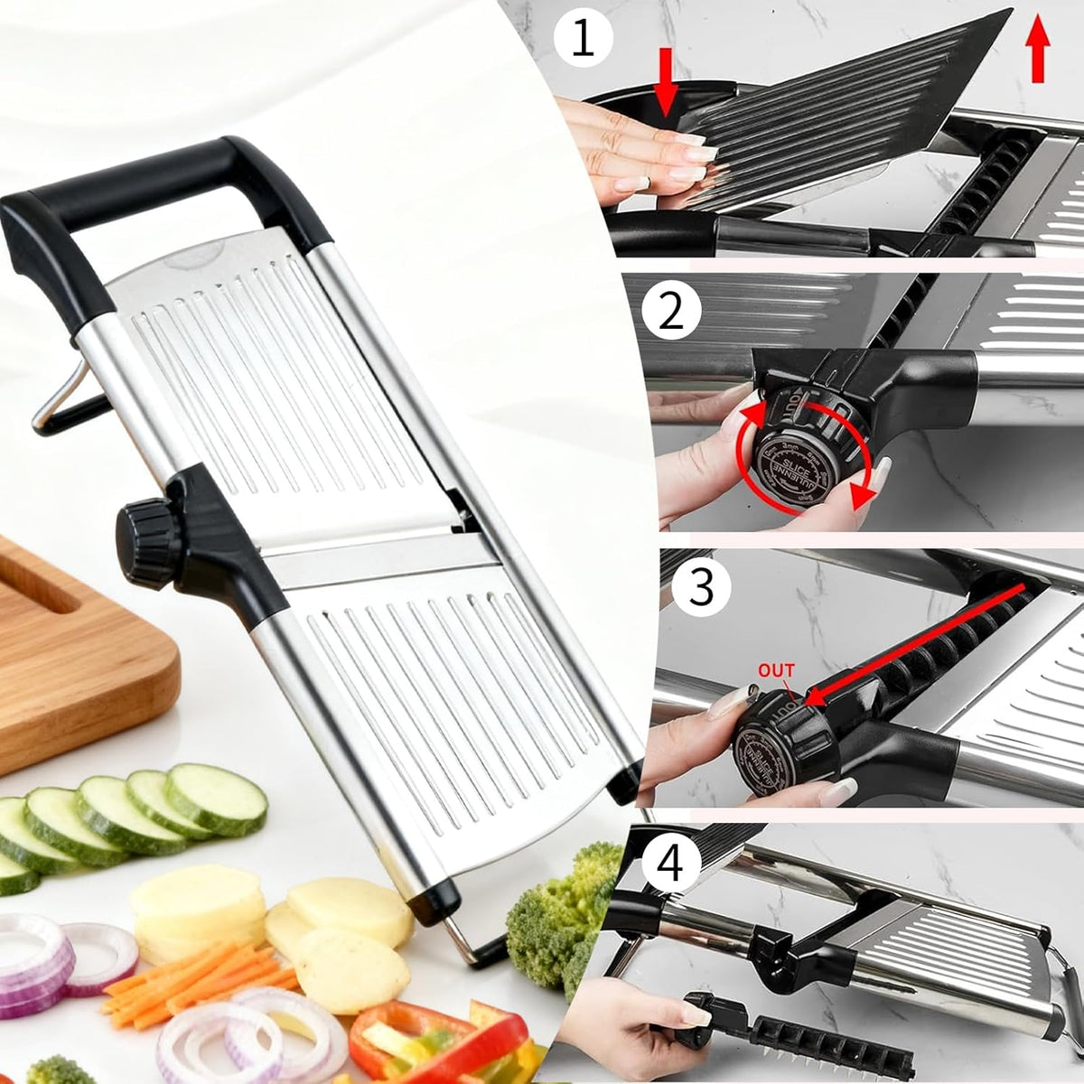 Mandoline Slicer for Kitchen, Mandolin and Julienne for Vegetables