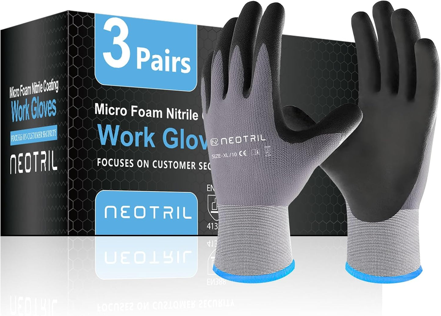 Safety Work Gloves MicroFoam Nitrile Coated-3/6/12/36 Pairs,Breathable Nylon Working Gloves for Men Women