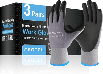 Safety Work Gloves MicroFoam Nitrile Coated-3/6/12/36 Pairs,Breathable Nylon Working Gloves for Men Women
