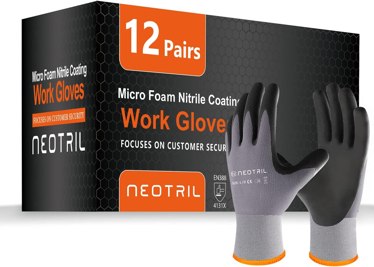 Safety Work Gloves MicroFoam Nitrile Coated-3/6/12/36 Pairs,Breathable Nylon Working Gloves for Men Women