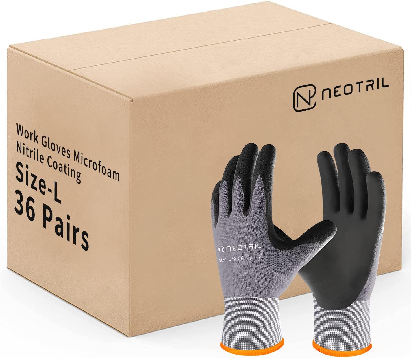 Safety Work Gloves MicroFoam Nitrile Coated-3/6/12/36 Pairs,Breathable Nylon Working Gloves for Men Women