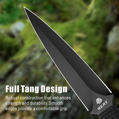 REAT Throwing Knives - 3 Piece, 6.5" 440 Stainless Steel with Cord-Wrapped Handle, Includes Nylon Carrying Case for Safe Storage,Ninja Kunai Knives for Competition,Recreation,Gifts for Men,Women