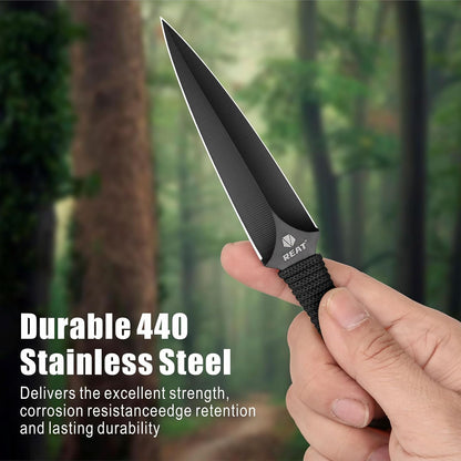 REAT Throwing Knives - 3 Piece, 6.5" 440 Stainless Steel with Cord-Wrapped Handle, Includes Nylon Carrying Case for Safe Storage,Ninja Kunai Knives for Competition,Recreation,Gifts for Men,Women