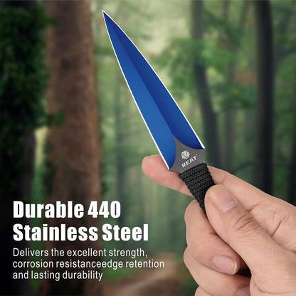 REAT Throwing Knives - 3 Piece, 6.5" 440 Stainless Steel with Cord-Wrapped Handle, Includes Nylon Carrying Case for Safe Storage,Ninja Kunai Knives for Competition,Recreation,Gifts for Men,Women