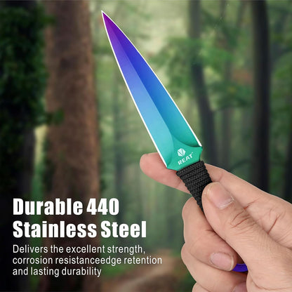 REAT Throwing Knives - 3 Piece, 6.5" 440 Stainless Steel with Cord-Wrapped Handle, Includes Nylon Carrying Case for Safe Storage,Ninja Kunai Knives for Competition,Recreation,Gifts for Men,Women