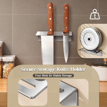 2-Pack Stainless Steel Knife Holder - Wall-Mounted, No-Drill Installation, Heavy-Duty and Secure