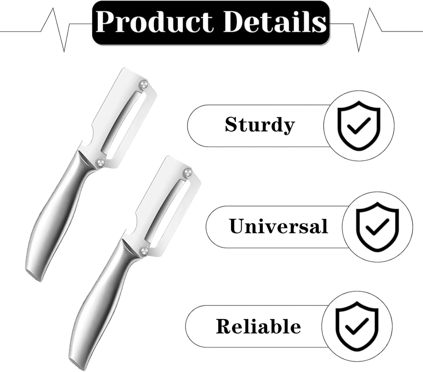 2 Pcs Heavy Duty Vegetable Peeler Professional Peeling Knife with Ultra Sharp Blades for Pumpkin, Sugarcane, Easy To Remove Hard Skin