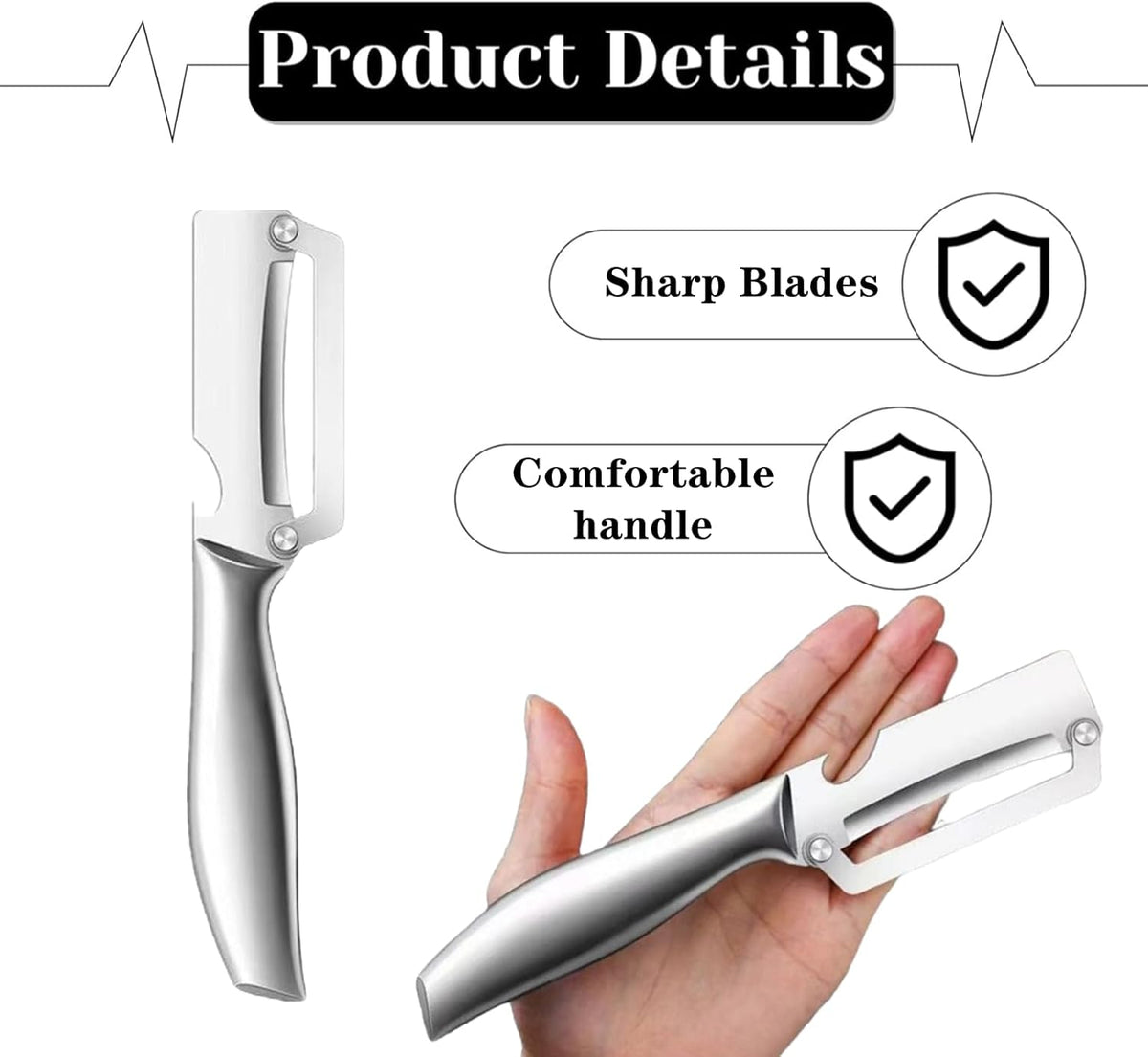 2 Pcs Heavy Duty Vegetable Peeler Professional Peeling Knife with Ultra Sharp Blades for Pumpkin, Sugarcane, Easy To Remove Hard Skin