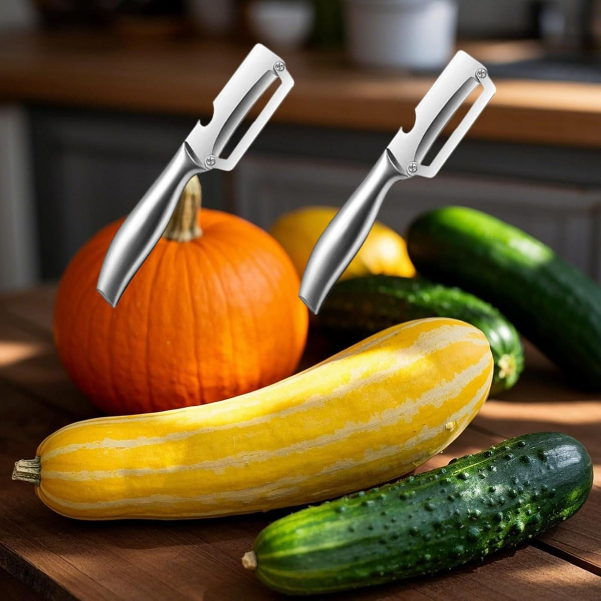 2 Pcs Heavy Duty Vegetable Peeler Professional Peeling Knife with Ultra Sharp Blades for Pumpkin, Sugarcane, Easy To Remove Hard Skin