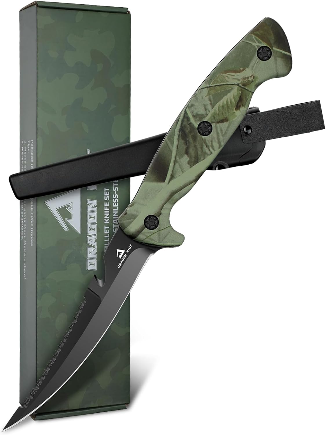 5 inch Bait Knive, Black Stainless Fillet Fishing Knife with Large Non-Slip Handles - Essential Tool for Anglers