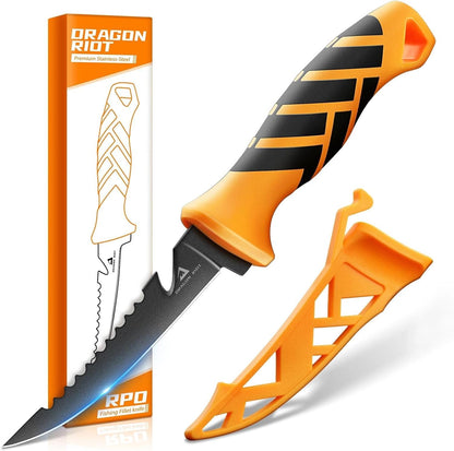 5 inch Bait Knive, Black Stainless Fillet Fishing Knife with Large Non-Slip Handles - Essential Tool for Anglers