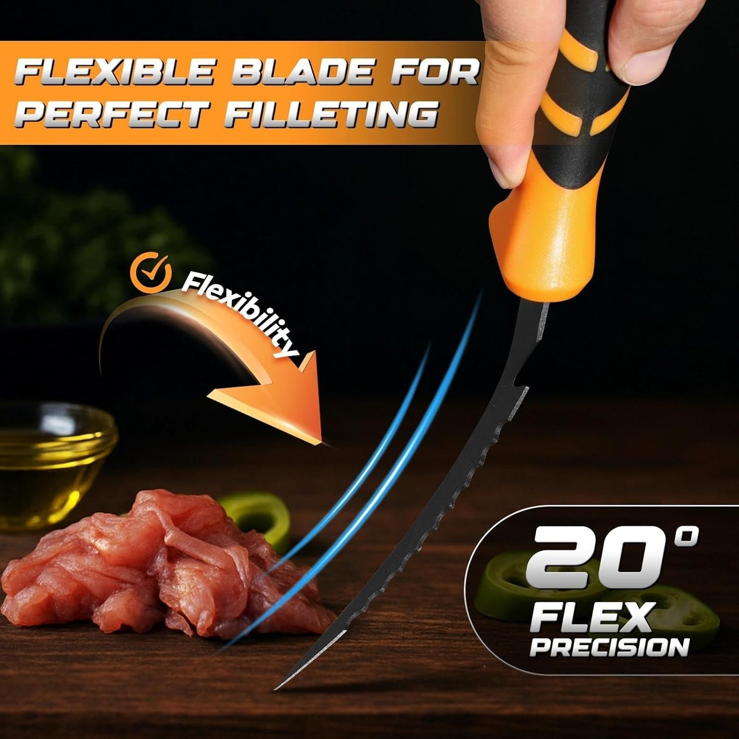 5 inch Bait Knive, Black Stainless Fillet Fishing Knife with Large Non-Slip Handles - Essential Tool for Anglers