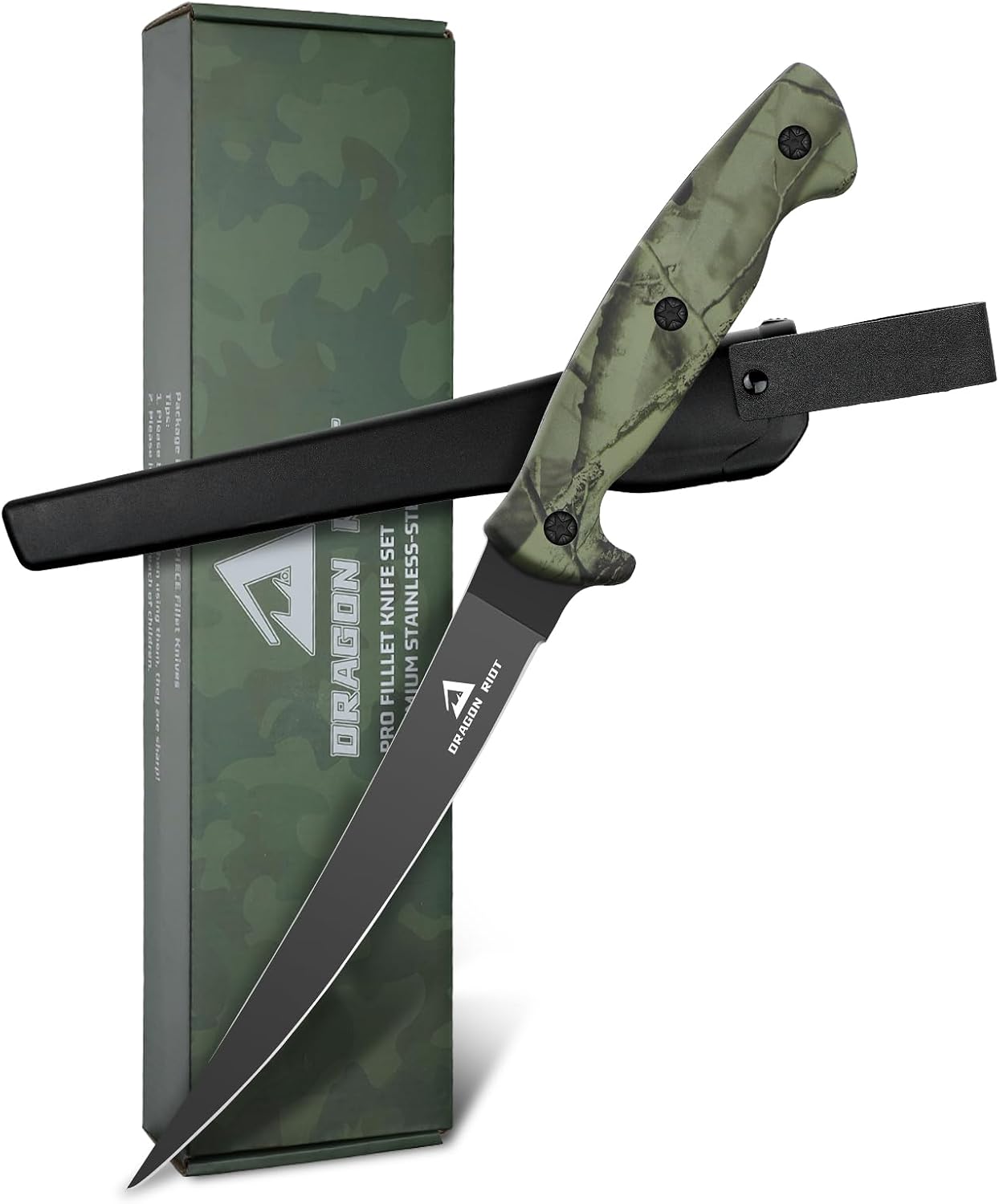 5 inch Bait Knive, Black Stainless Fillet Fishing Knife with Large Non-Slip Handles - Essential Tool for Anglers