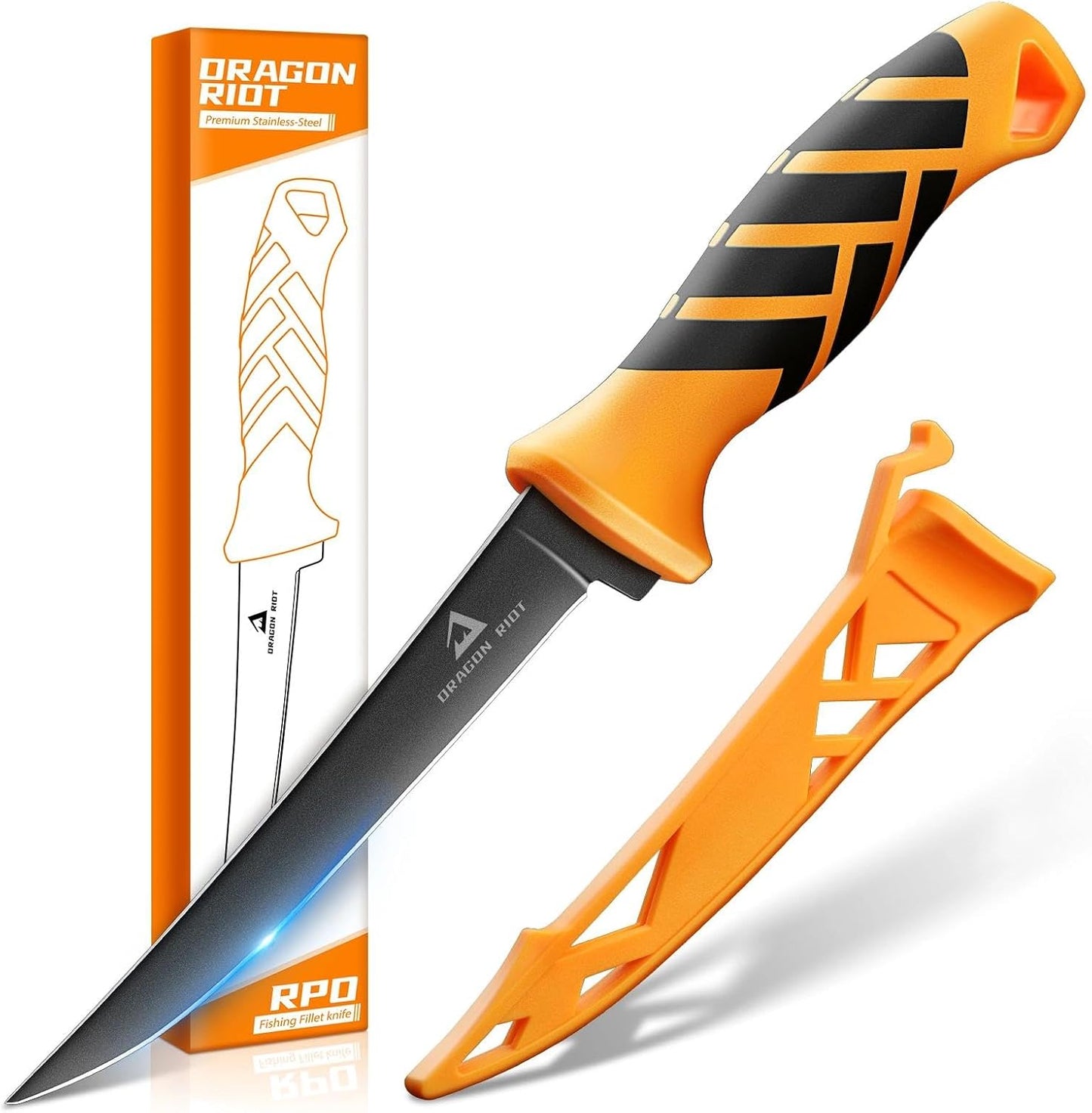 5 inch Bait Knive, Black Stainless Fillet Fishing Knife with Large Non-Slip Handles - Essential Tool for Anglers