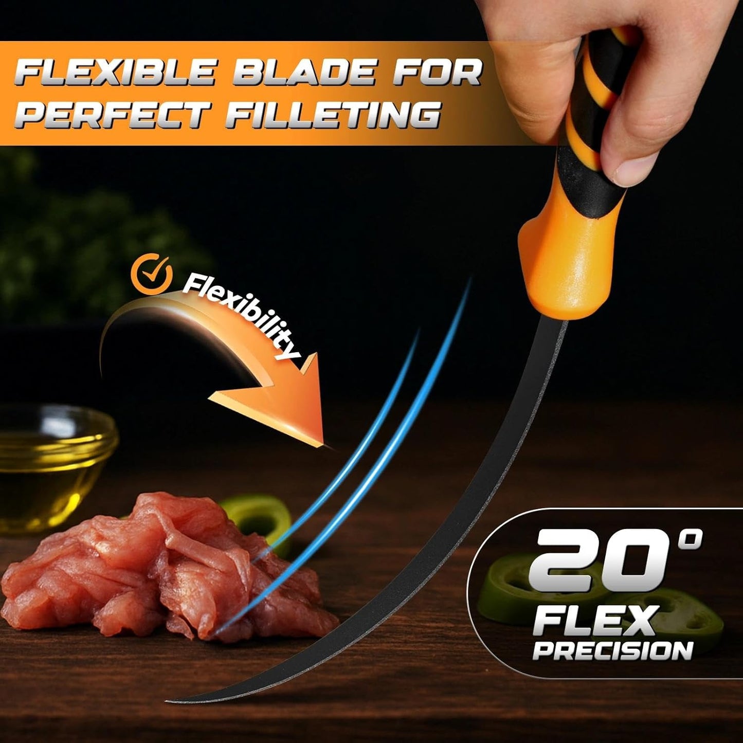 5 inch Bait Knive, Black Stainless Fillet Fishing Knife with Large Non-Slip Handles - Essential Tool for Anglers