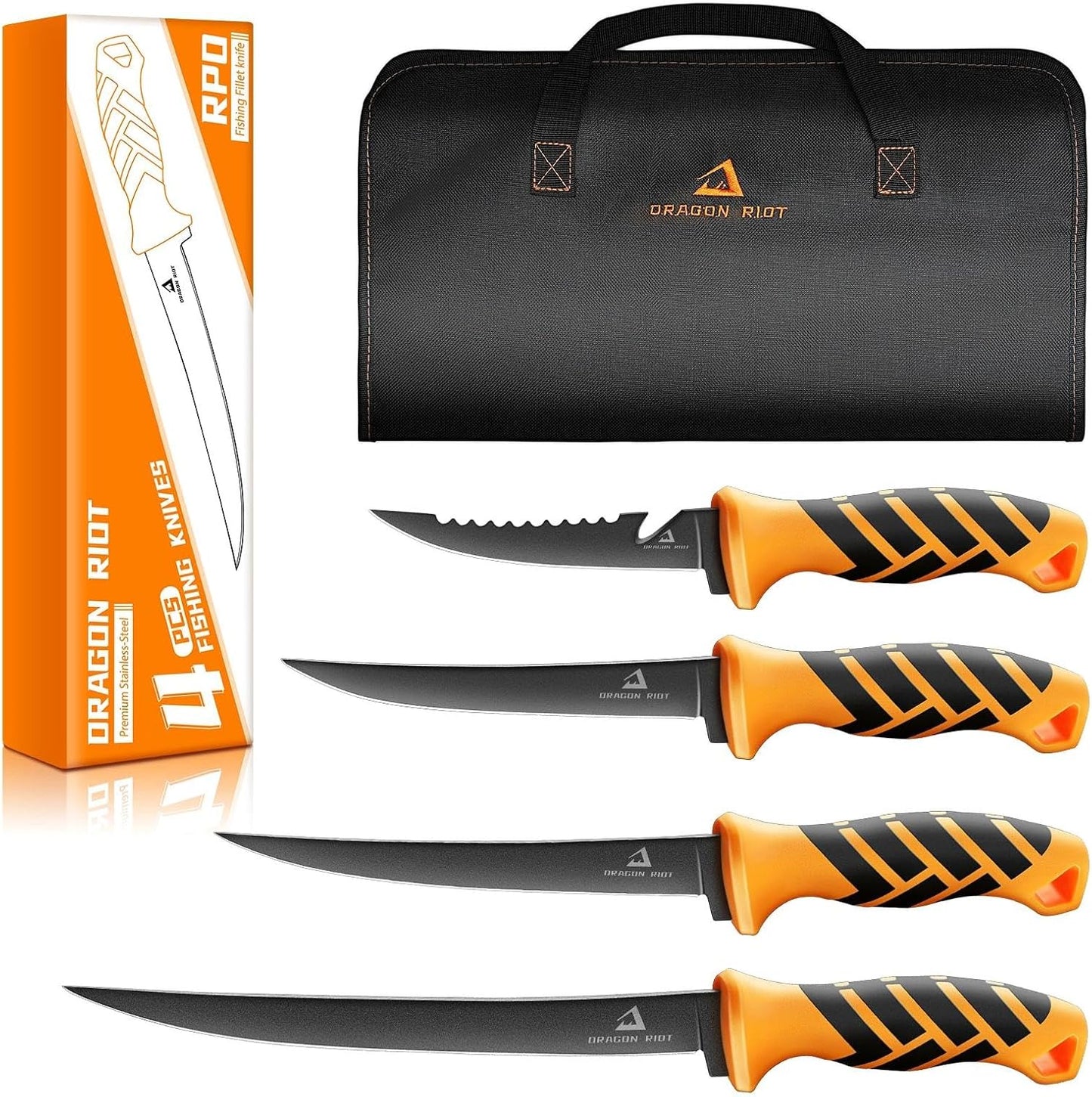 5 inch Bait Knive, Black Stainless Fillet Fishing Knife with Large Non-Slip Handles - Essential Tool for Anglers