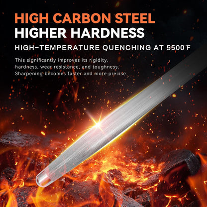 Honing Rod 10'', German High Carbon Steel Knife Sharpener Rod with Premium Gift Box, Professional Fine Sharpening Stone Kitchen Knife Whetstone with Natural Wood Handle, 10 inch